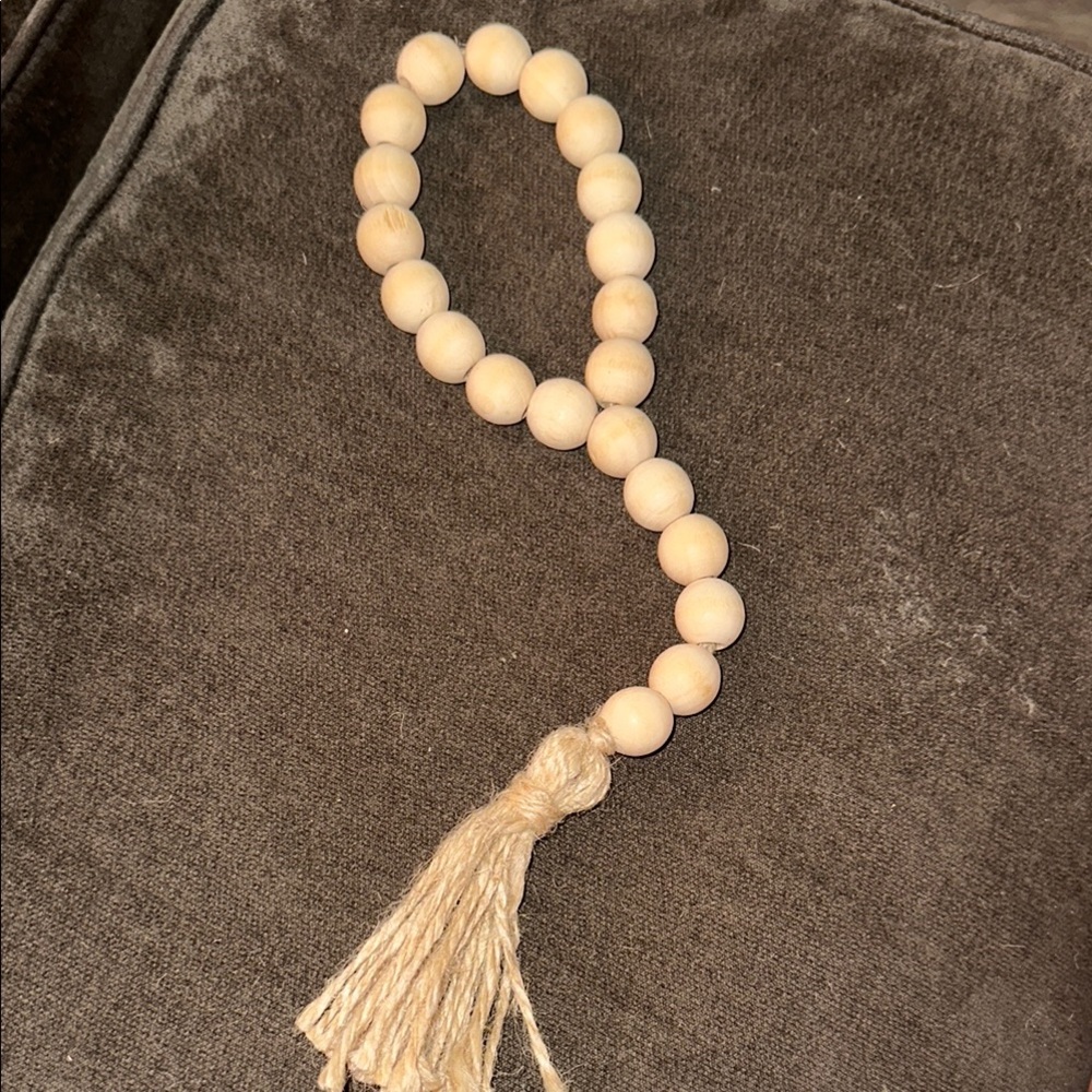 Natural Wooden Bead Tassel Necklace